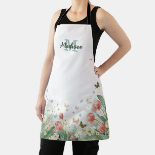 Moderne farbenfrohe Wildblumen-Blumen-Sommer-Monog Schürze