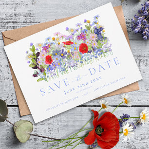Moderne farbenfrohe Wildblumenhochzeit Save The Date