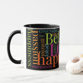 Moderne farbenfrohe Word Cloud Text Designs Tasse