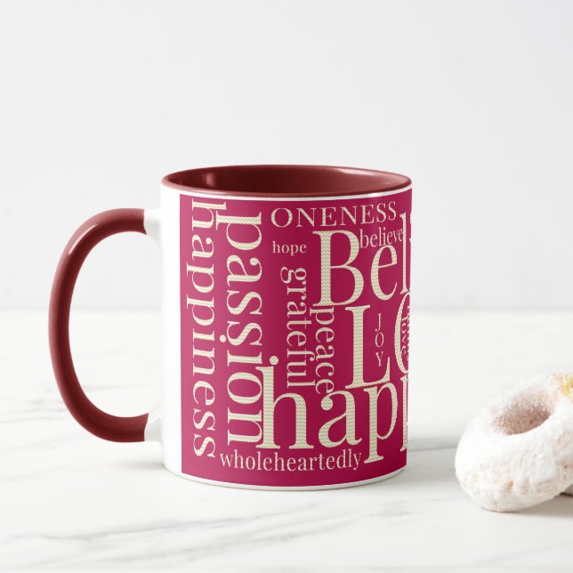 Moderne farbenfrohe Word Cloud Text Designs Tasse (Mit Donut)