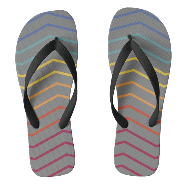 Moderne farbenfrohe Zigzag Muster Flip Flops (Fußbett)
