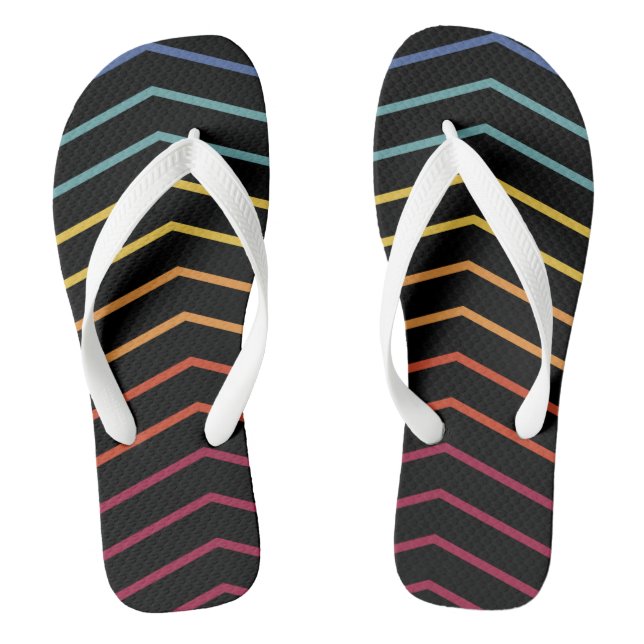 Moderne farbenfrohe Zigzag Muster Flip Flops (Fußbett)