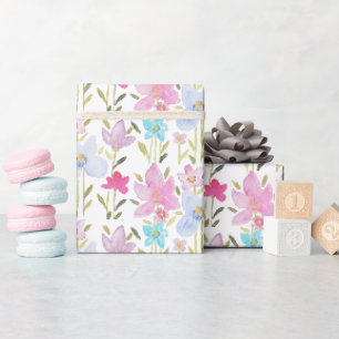 Moderne Farbige Aquarell-Wildblumen Geschenkpapier