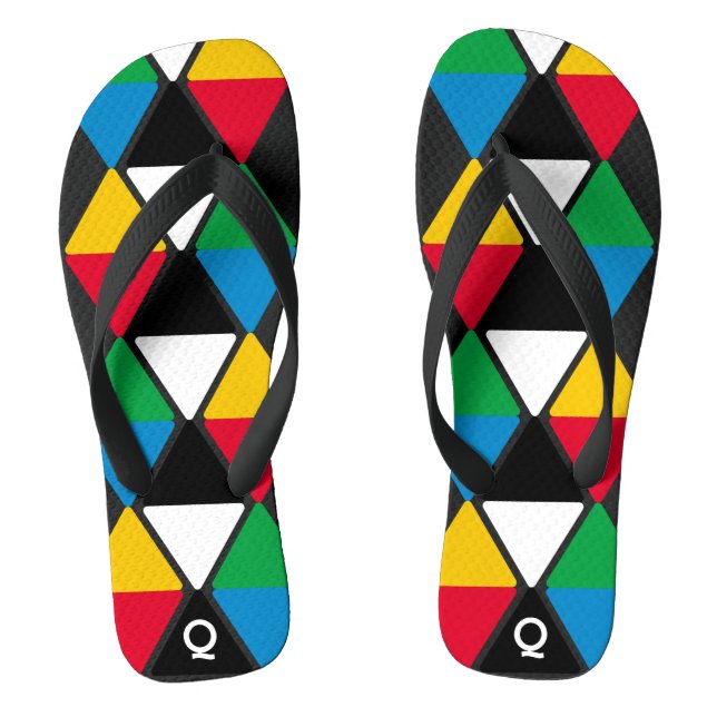 Moderne Farbige Dreiecke Monogramm Flip Flops (Fußbett)