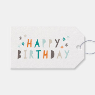 Moderne Farbige Frohe Geburtstag Orange Geschenkanhänger