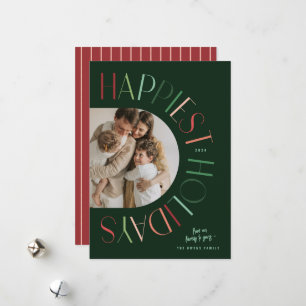 Moderne Farbige Gebogene Eins Foto Glücklichste Feiertagskarte