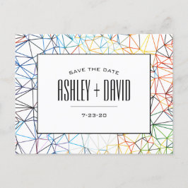 Moderne farbige geometrische Save the Date Postkar Einladungspostkarte
