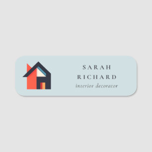 Moderne Farbige Haus-Logo Makler Blau Rot Orange Namensschild