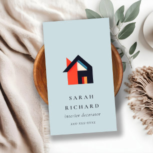 Moderne Farbige Haus-Logo Makler Blau Rot Orange Visitenkarte