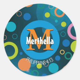 Moderne farbige Kreise Monogram, kundenspezifisch  Runder Aufkleber