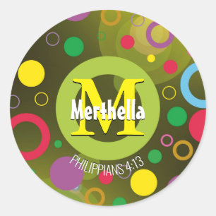 Moderne farbige Kreise Monogram, kundenspezifisch  Runder Aufkleber