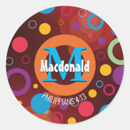 Moderne farbige Kreise Monogramm maßgeschneiderte  Runder Aufkleber