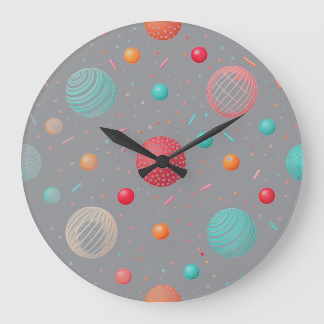 "Moderne, farbige Kreise Wall Clock Große Wanduhr (Vorderseite)