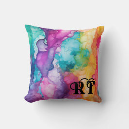 Moderne farbige Monogramm-Aquarellbilder Kissen