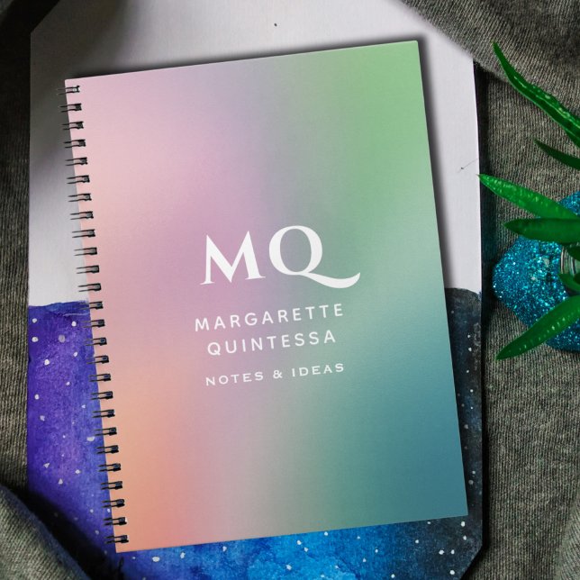 Moderne farbige Pastellfarben und weiße Monogramm- Notizblock (Von Creator hochgeladen)