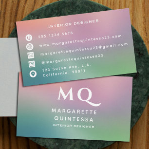 Moderne farbige Pastellfarben und weiße Monogramm- Visitenkarte