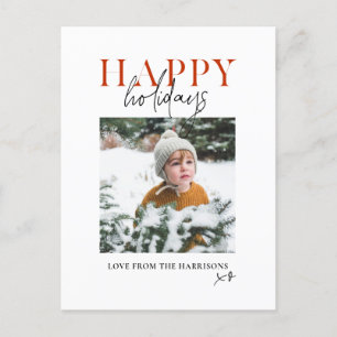 Moderne Farbige Rote Schrift Familie Kinder Foto H Feiertagspostkarte