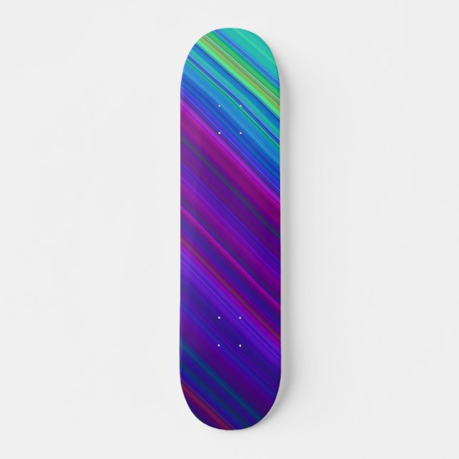 Moderne farbige Streifen Grün Blau Lila Skateboard (Vorne)
