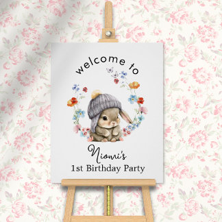 Moderne Farbige Süße Hase Geburtstags-Willkommensp Poster