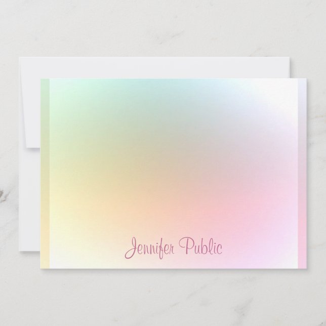 Moderne farbige Template Typografie-Skriptbezeichn Mitteilungskarte (Vorderseite)