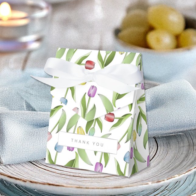 Moderne farbige Tulip-Blume Danke Party Geschenkschachtel (Von Creator hochgeladen)