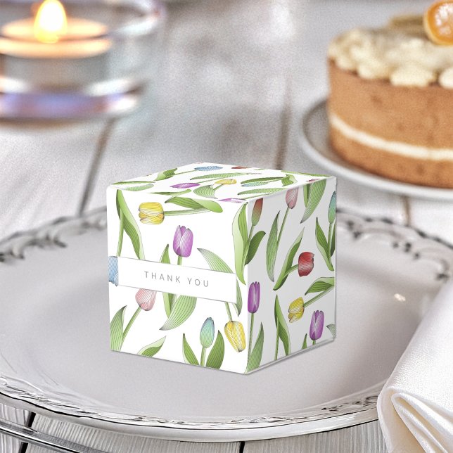 Moderne farbige Tulip-Blume Danke Party Geschenkschachtel (Von Creator hochgeladen)