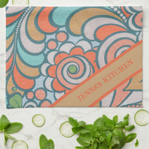 Moderne Farbige Weibliche Retro Vintage Muster Geschirrtuch