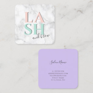 Moderne, farbige, weiße Marmorlasche und Braun Quadratische Visitenkarte