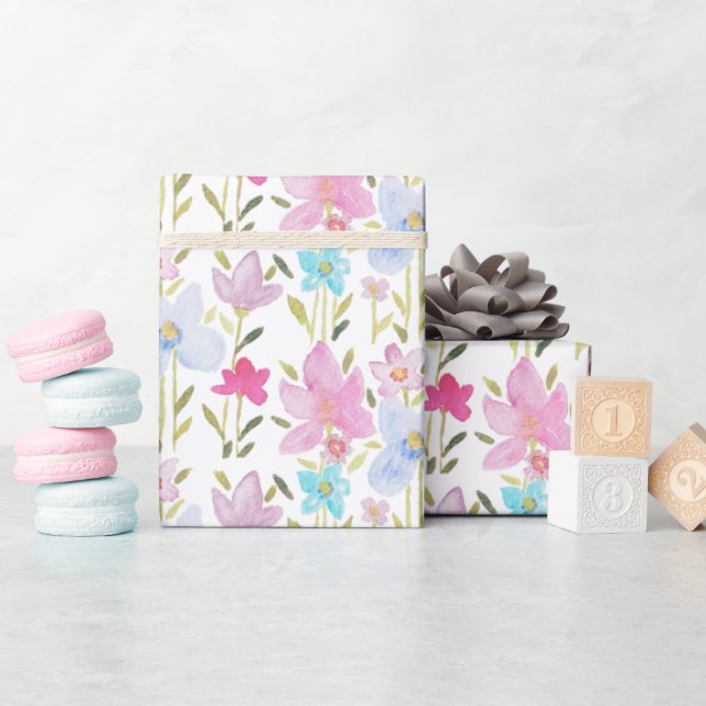 Moderne farbige Wildblumen Geschenkpapier (Babyparty)