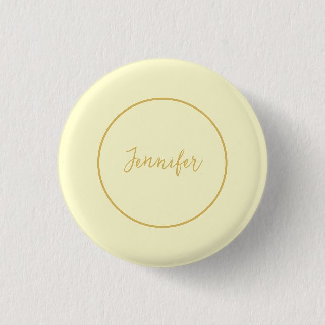 Moderne Farbkalligraphie aus Gold und Creme Schlic Button (Vorderseite)