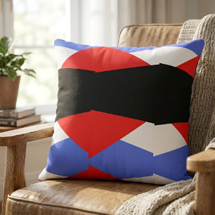 Moderne Farbkombination Rot & Blau & Schwarz & Wei Kissen