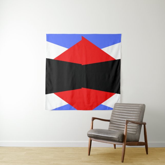 Moderne Farbkombination Rot & Blau & Schwarz & Wei Wandteppich (Beispiel)
