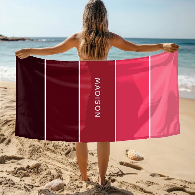 Moderne Farbpinken - Personalisierter Name Strandtuch (Von Creator hochgeladen)