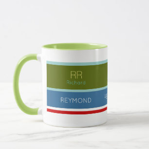 moderne Farbstreifen mit seinem (oder ihrem) Namen Tasse