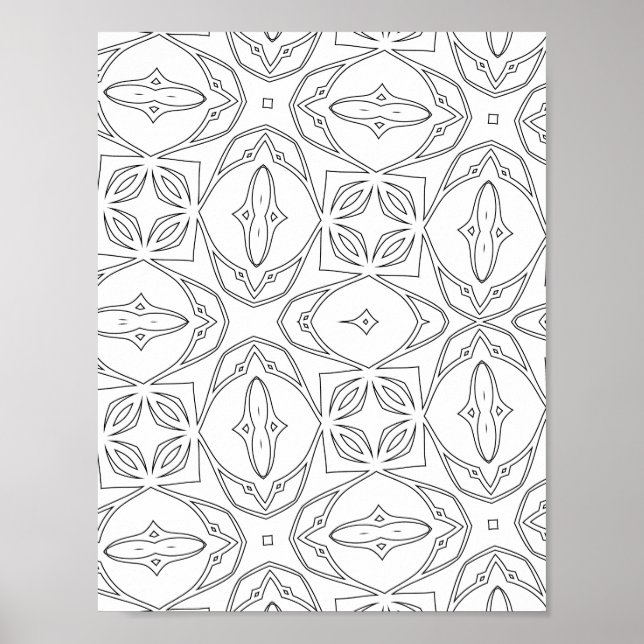 Moderne Farbtafel mit Blumenfliesenmuster-Design Poster (Vorne)