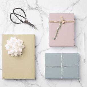 Moderne Farbtöne Pink Grün Gold Einfarbig 3er Set Geschenkpapier Set