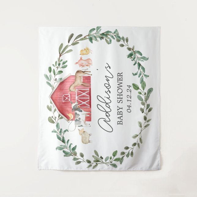 Moderne Farm Begrüßungsfarm Willkommenspender Wandteppich (Vorderseite)