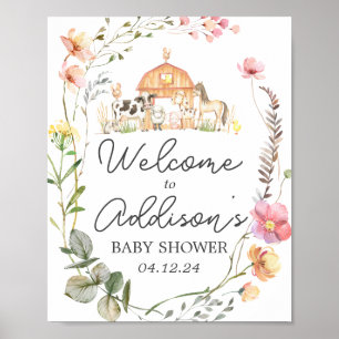 Moderne Farm Begrüßungszeichen Wildblume Plakat