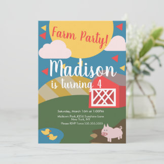 Moderne Farm Geburtstagsparty Confetti Einladung