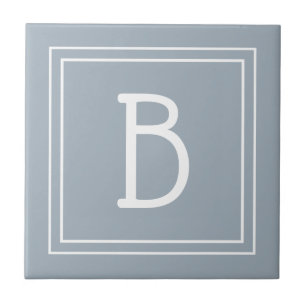 Moderne Farmhaus-monogrammierte blaue und weiße In Fliese