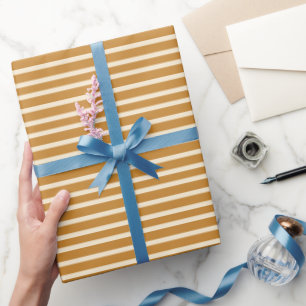 Moderne Farmhaus Retro Rustikale Senfgestreifte Geschenkpapier