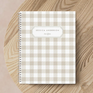 Moderne Farmhouse-Beige-Buffalo-Karo-Rezept Notizbuch