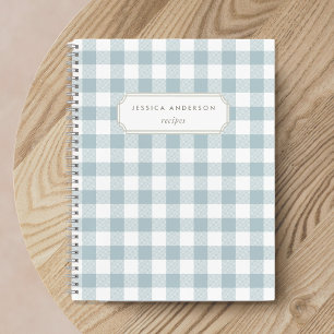 Moderne Farmhouse-Blau-Buffalo-Karo-Rezept Notizbuch