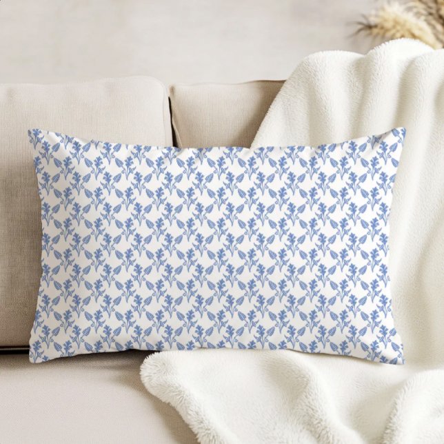 Moderne Farmhouse-Blumenmuster Kornblumenblau Dekokissen (Von Creator hochgeladen)
