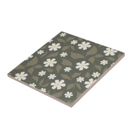 Moderne Farmhouse-Margerite Dunkle Olive-Sage-Flor Fliese