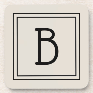 Moderne Farmhouse-monogrammierte Tan- und schwarze Getränkeuntersetzer