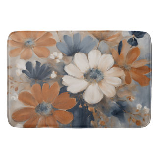 Moderne Farmhouse Navy Blau Gebranntes Orange Flor Badematte