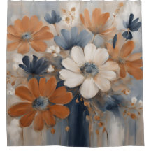 Moderne Farmhouse Navy Blau Gebranntes Orange Flor