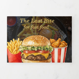 Moderne Fast-Food-Burger- und knusprige Hähnchen-S Dreifach Gefaltete Karte