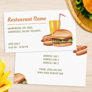 Moderne Fast-Food-Restaurant Hamburger Diner Grill Visitenkarte